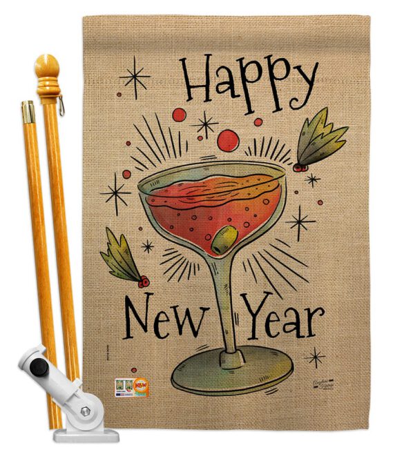 Cheers Happy New Year - New Year Winter Vertical Impressions Decorative Flags HG137120 Made In USA - Image 5