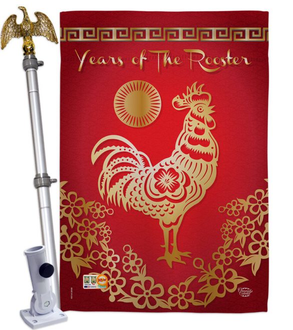 Happy New Years of the Rooster - New Year Winter Vertical Impressions Decorative Flags HG191104 Made In USA - Image 13