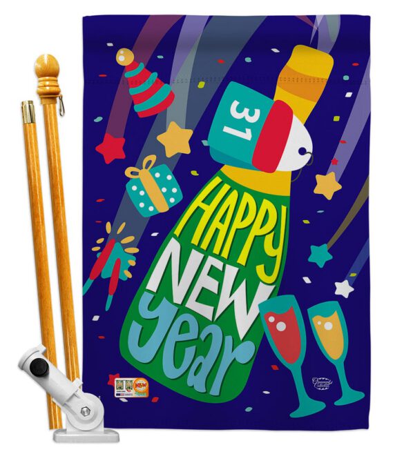 Celebrating New Year - New Year Winter Vertical Impressions Decorative Flags HG192049 Made In USA - Image 5