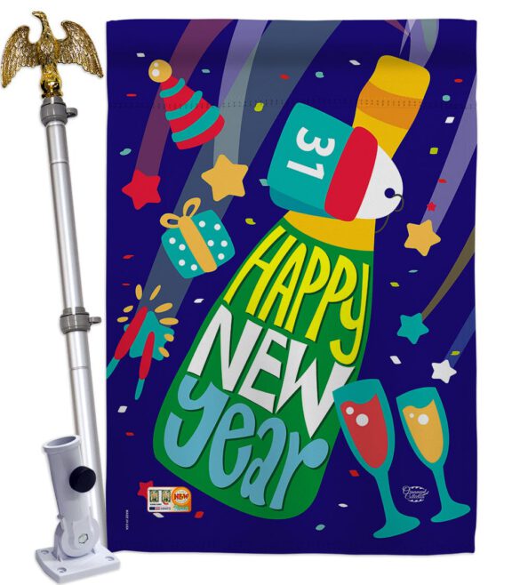 Celebrating New Year - New Year Winter Vertical Impressions Decorative Flags HG192049 Made In USA - Image 13
