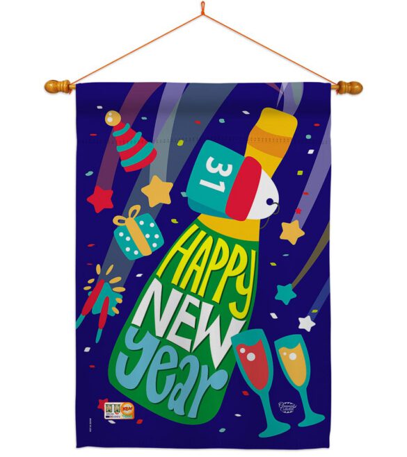 Celebrating New Year - New Year Winter Vertical Impressions Decorative Flags HG192049 Made In USA - Image 14