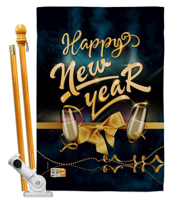 Cheerful New Year - New Year Winter Vertical Impressions Decorative Flags HG192146 Made In USA - Image 5