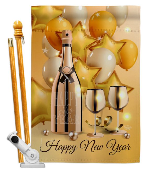 Golden New Year - New Year Winter Vertical Impressions Decorative Flags HG192266 Made In USA - Image 5