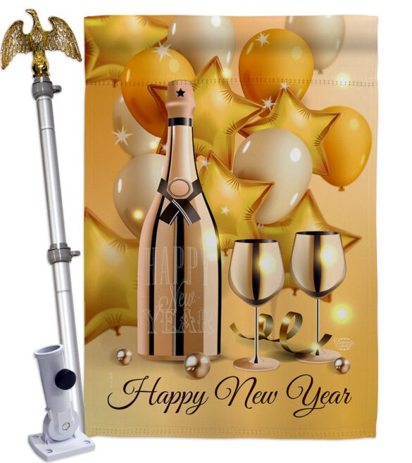 Golden New Year - New Year Winter Vertical Impressions Decorative Flags HG192266 Made In USA - Image 9