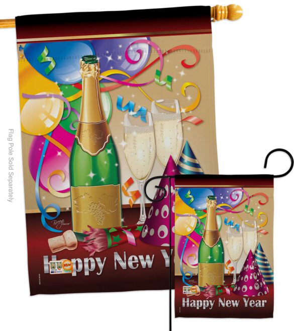 Happy New Year - New Year Winter Vertical Impressions Decorative Flags HG116008 Made In USA - Image 3