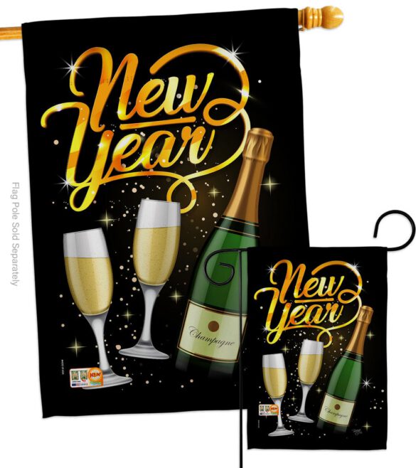 Cheers To Happy New Year - New Year Winter Vertical Impressions Decorative Flags HG116012 Made In USA - Image 3