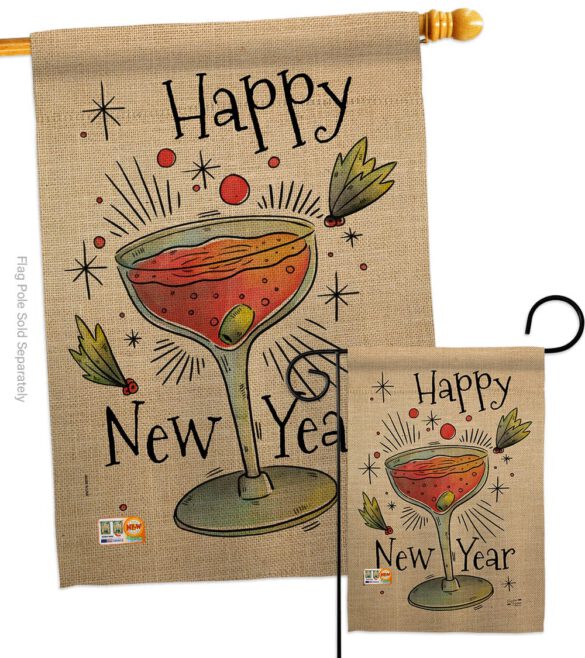 Cheers Happy New Year - New Year Winter Vertical Impressions Decorative Flags HG137120 Made In USA - Image 3
