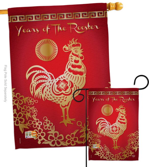 Happy New Years of the Rooster - New Year Winter Vertical Impressions Decorative Flags HG191104 Made In USA - Image 3