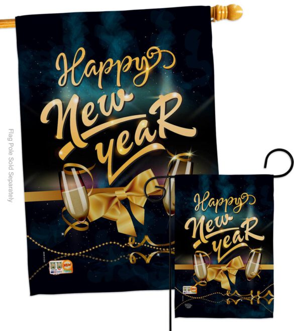 Cheerful New Year - New Year Winter Vertical Impressions Decorative Flags HG192146 Made In USA - Image 3