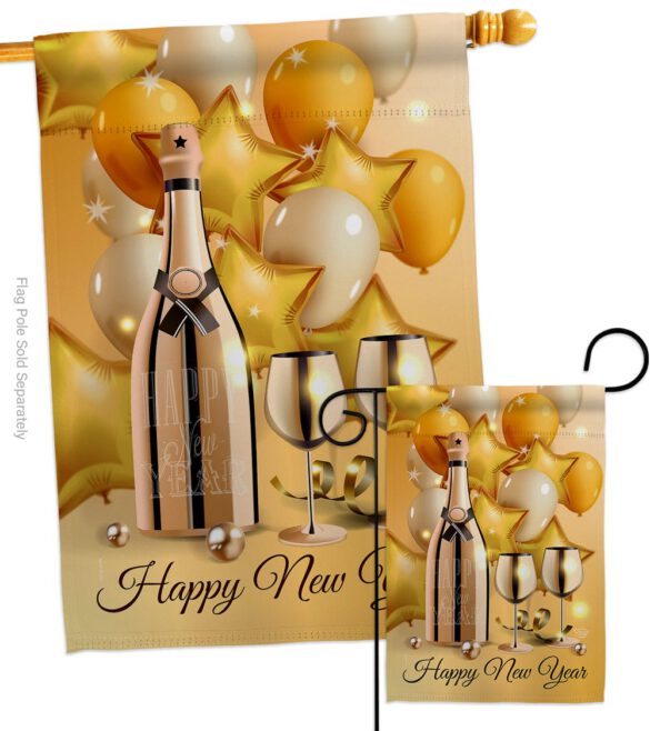 Golden New Year - New Year Winter Vertical Impressions Decorative Flags HG192266 Made In USA - Image 3
