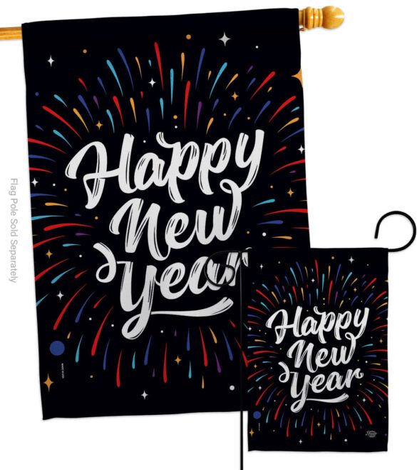 Happy New Year - New Year Winter Vertical Impressions Decorative Flags HG192330 Made In USA - Image 3
