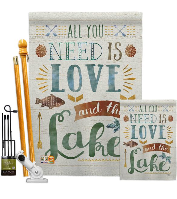 All You Need Is Love And Lake - Outdoor Nature Vertical Impressions Decorative Flags HG109050 Made In USA - Image 7