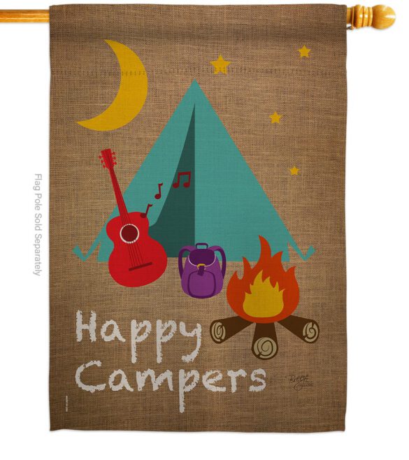 Happy Campers - Outdoor Nature Vertical Impressions Decorative Flags HG109045 Made In USA - Image 2