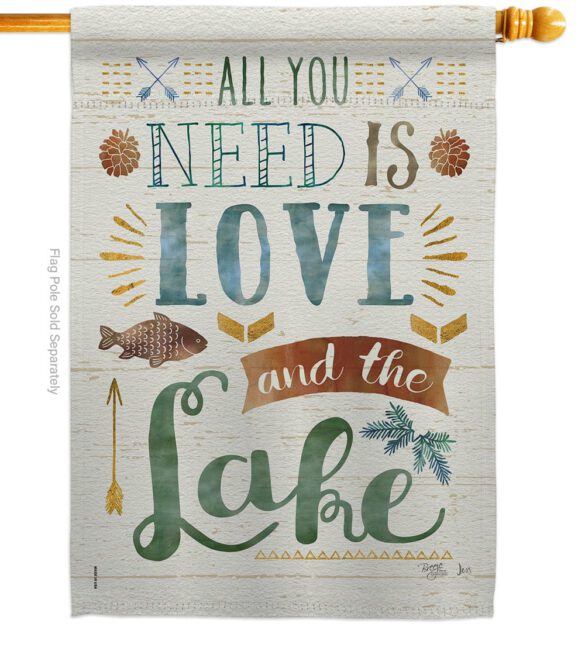 All You Need Is Love And Lake - Outdoor Nature Vertical Impressions Decorative Flags HG109050 Made In USA - Image 3