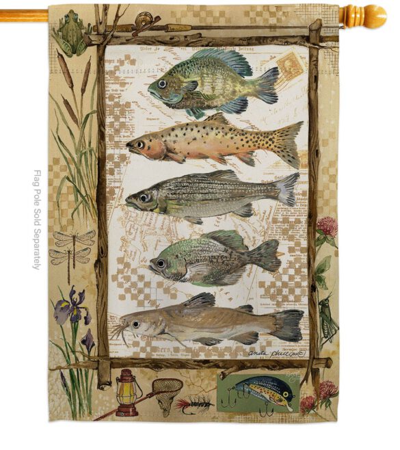 Fishing Adventures - Outdoor Nature Vertical Impressions Decorative Flags HG109056 Made In USA - Image 2