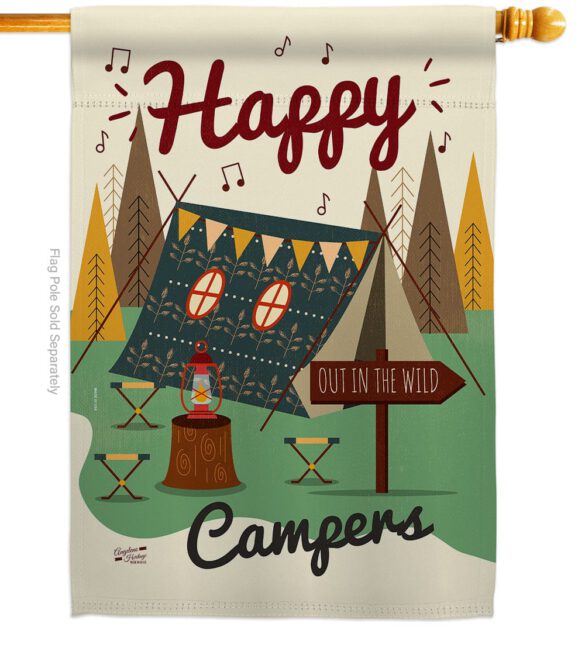 Happy Campers - Outdoor Nature Vertical Impressions Decorative Flags HG137011 Made In USA - Image 2