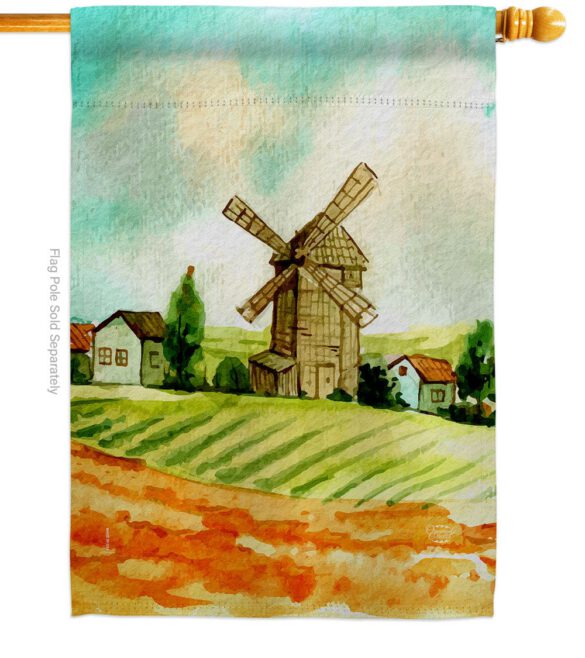 Hillside Windmills - Outdoor Nature Vertical Impressions Decorative Flags HG192526 Made In USA - Image 2
