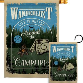 Around the Campfire - Outdoor Nature Vertical Impressions Decorative Flags HG109078 Made In USA