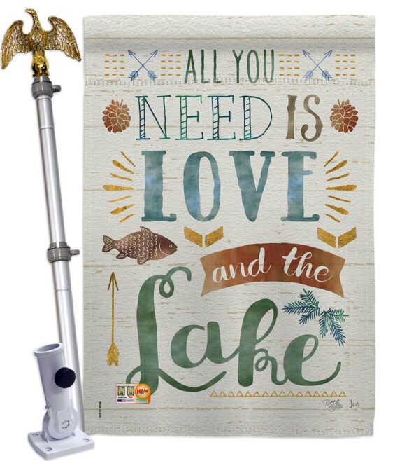 All You Need Is Love And Lake - Outdoor Nature Vertical Impressions Decorative Flags HG109050 Made In USA - Image 14