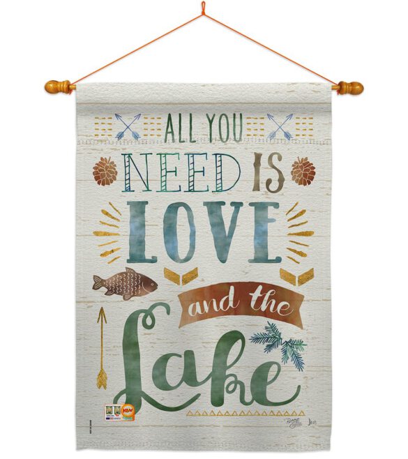 All You Need Is Love And Lake - Outdoor Nature Vertical Impressions Decorative Flags HG109050 Made In USA - Image 15