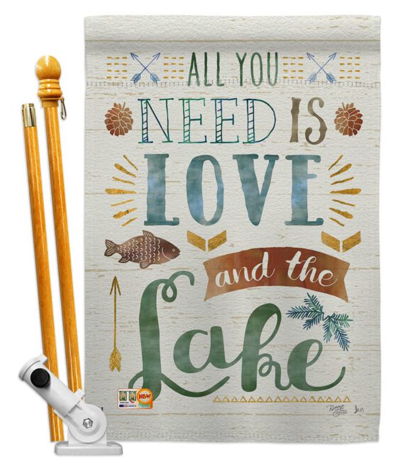 All You Need Is Love And Lake - Outdoor Nature Vertical Impressions Decorative Flags HG109050 Made In USA - Image 6