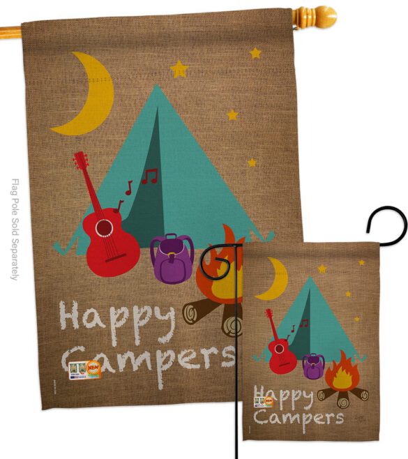 Happy Campers - Outdoor Nature Vertical Impressions Decorative Flags HG109045 Made In USA - Image 3