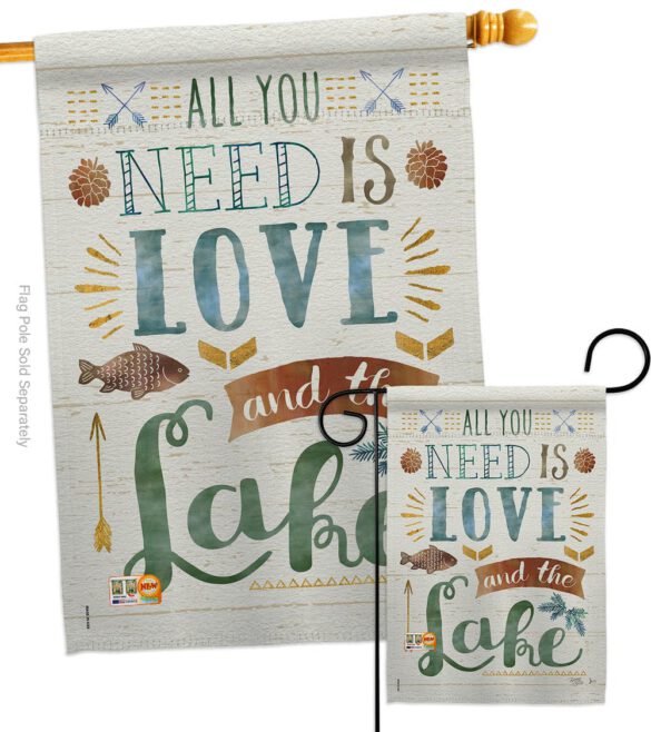 All You Need Is Love And Lake - Outdoor Nature Vertical Impressions Decorative Flags HG109050 Made In USA - Image 4