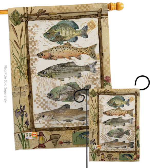 Fishing Adventures - Outdoor Nature Vertical Impressions Decorative Flags HG109056 Made In USA - Image 3