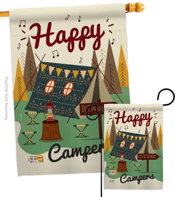 Happy Campers - Outdoor Nature Vertical Impressions Decorative Flags HG137011 Made In USA - Image 3