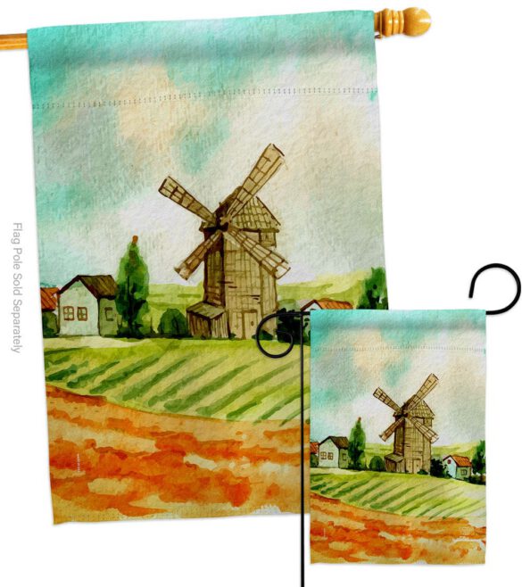 Hillside Windmills - Outdoor Nature Vertical Impressions Decorative Flags HG192526 Made In USA - Image 3