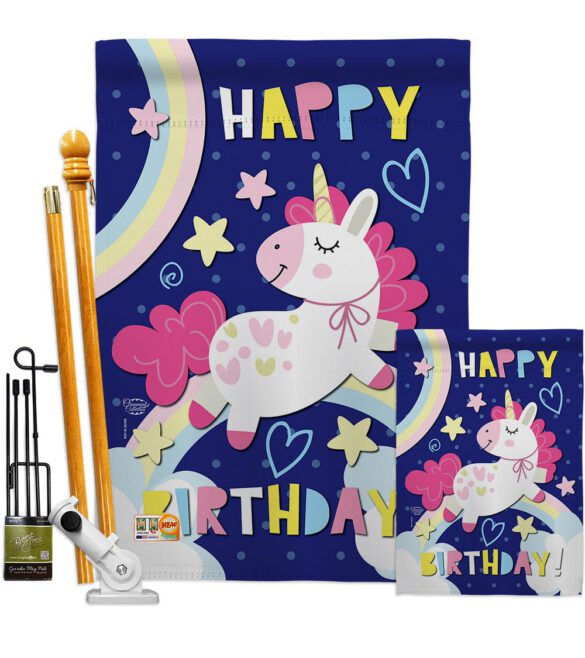 Cute Unicorn Birthday - Party & Celebration Special Occasion Vertical Impressions Decorative Flags HG192166 Made In USA - Image 6