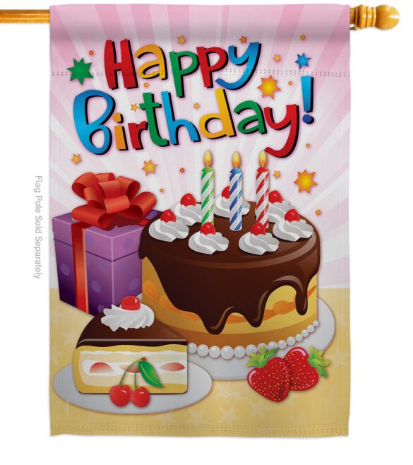 Happy Birthday - Party & Celebration Special Occasion Vertical Impressions Decorative Flags HG115073 Made In USA - Image 2