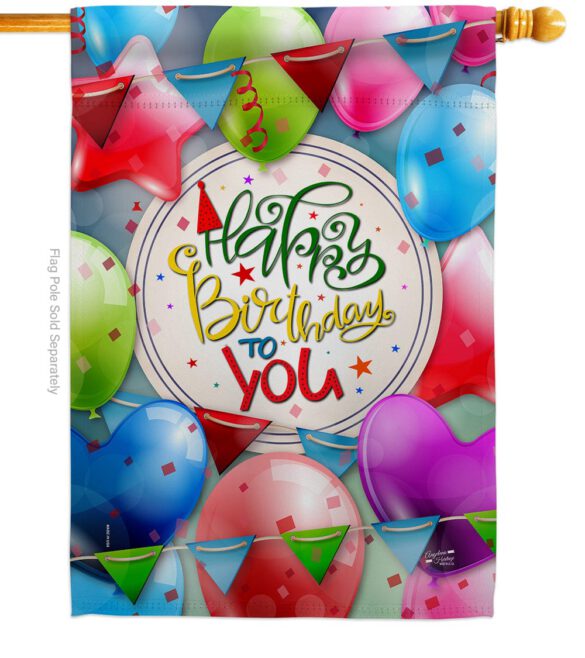 Celebrate Birthday - Party & Celebration Special Occasion Vertical Impressions Decorative Flags HG137081 Made In USA - Image 2