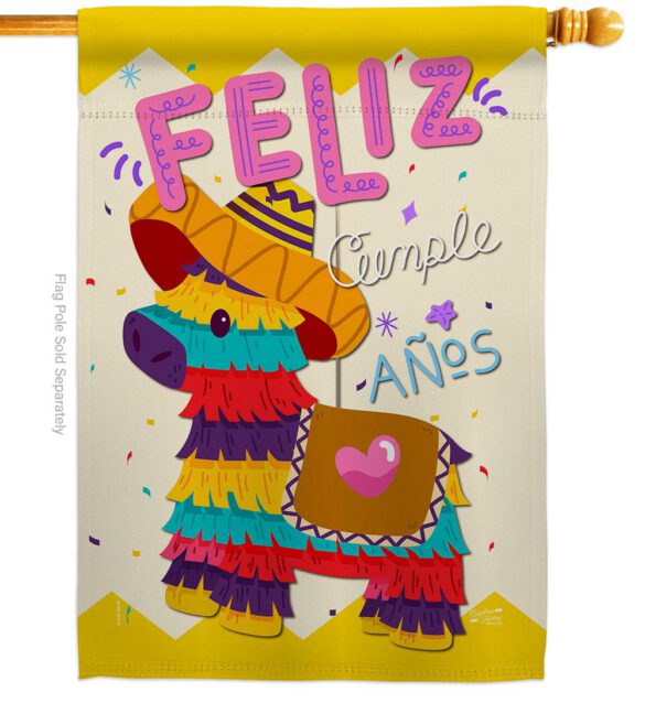 Feliz Cumpleaños - Party & Celebration Special Occasion Vertical Impressions Decorative Flags HG137194 Made In USA - Image 2