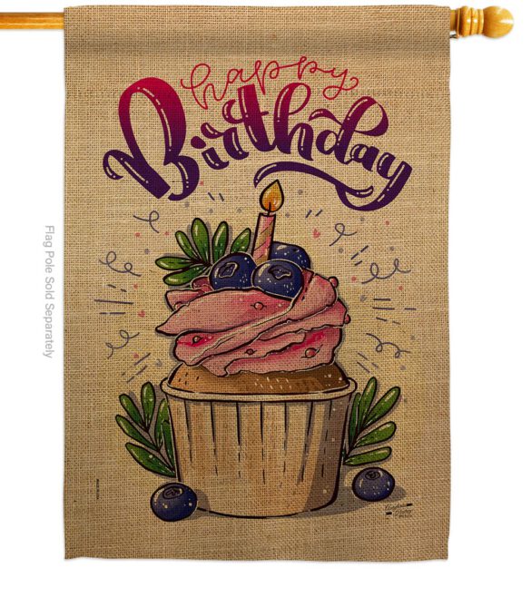 Birthday Cupcak - Party & Celebration Special Occasion Vertical Impressions Decorative Flags HG137234 Made In USA - Image 2
