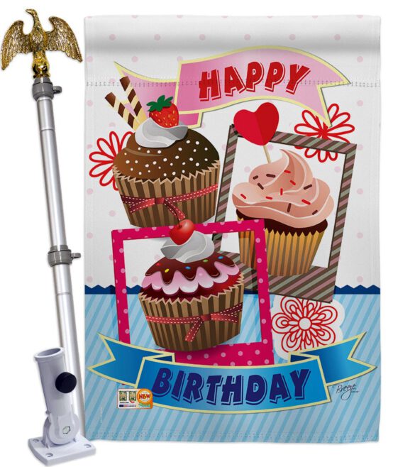 Birthday Cupcake - Party & Celebration Special Occasion Vertical Impressions Decorative Flags HG115096 Made In USA - Image 13
