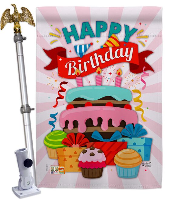 Happy Birthday Cake - Party & Celebration Special Occasion Vertical Impressions Decorative Flags HG137080 Made In USA - Image 13