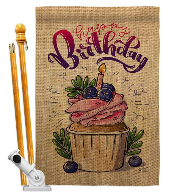 Birthday Cupcak - Party & Celebration Special Occasion Vertical Impressions Decorative Flags HG137234 Made In USA - Image 5
