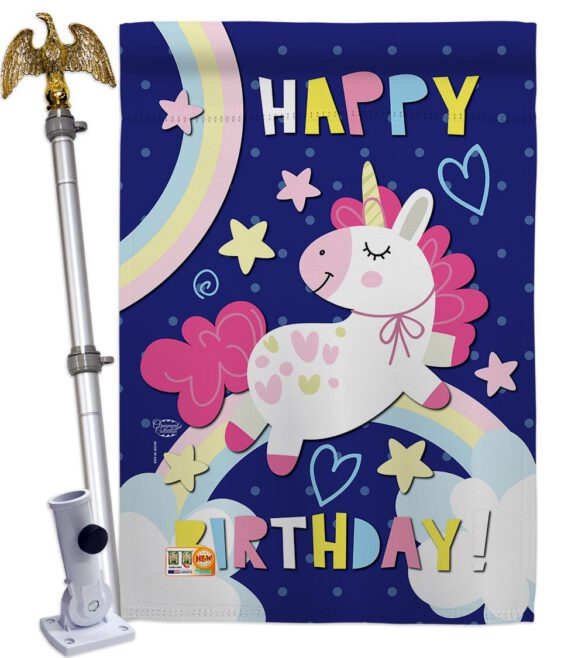 Cute Unicorn Birthday - Party & Celebration Special Occasion Vertical Impressions Decorative Flags HG192166 Made In USA - Image 13
