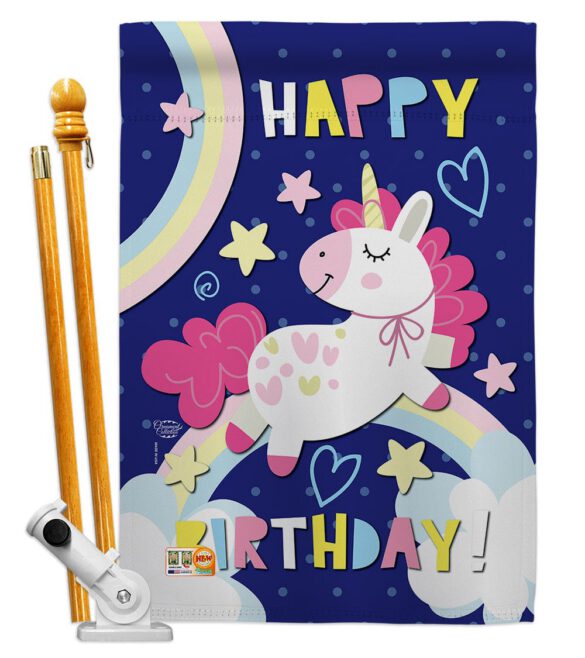 Cute Unicorn Birthday - Party & Celebration Special Occasion Vertical Impressions Decorative Flags HG192166 Made In USA - Image 5