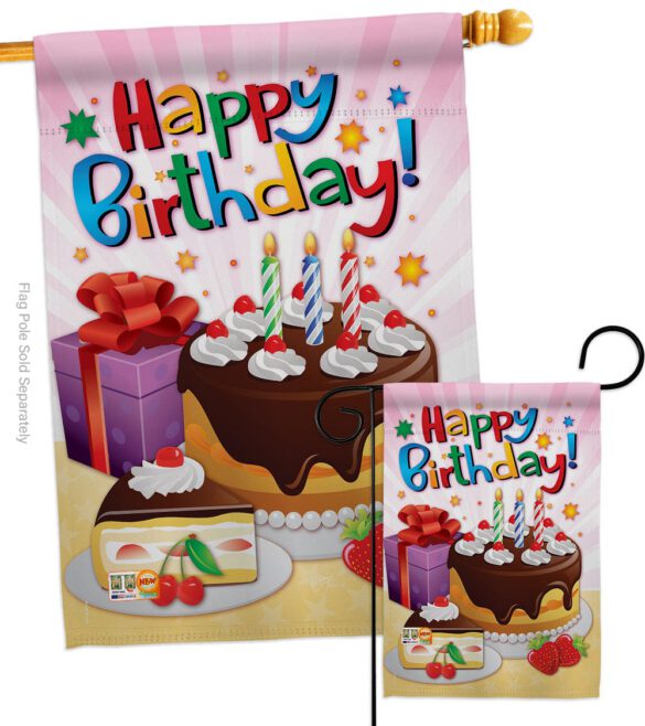 Happy Birthday - Party & Celebration Special Occasion Vertical Impressions Decorative Flags HG115073 Made In USA - Image 3