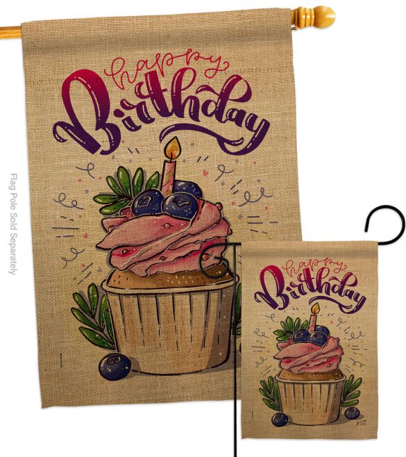 Birthday Cupcak - Party & Celebration Special Occasion Vertical Impressions Decorative Flags HG137234 Made In USA - Image 3