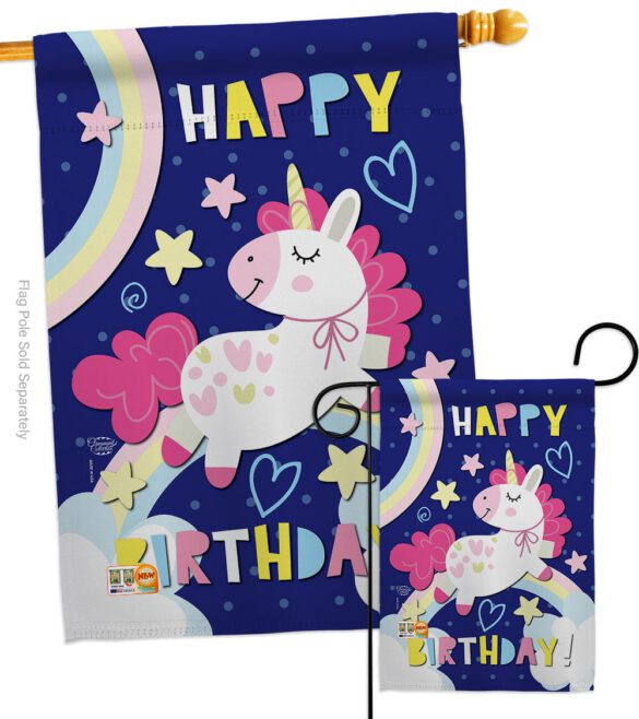 Cute Unicorn Birthday - Party & Celebration Special Occasion Vertical Impressions Decorative Flags HG192166 Made In USA - Image 3