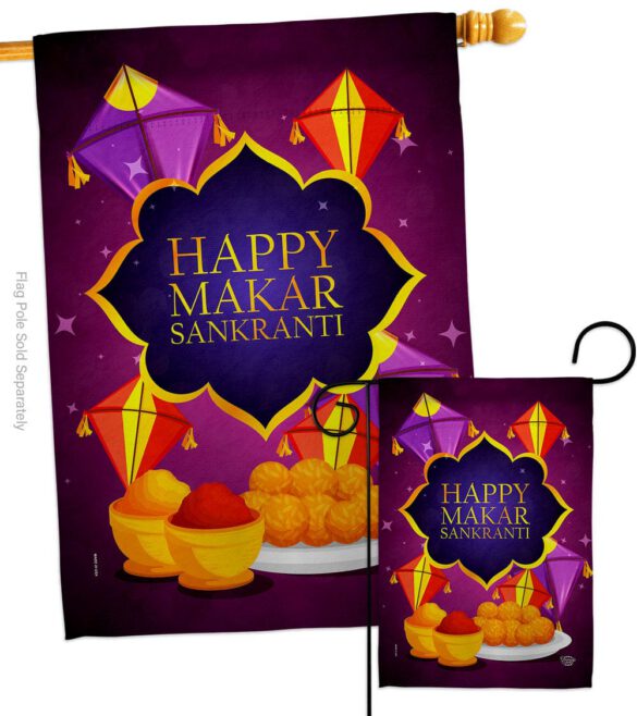Happy Makar Sankranti - Party & Celebration Special Occasion Vertical Impressions Decorative Flags HG192593 Made In USA - Image 3