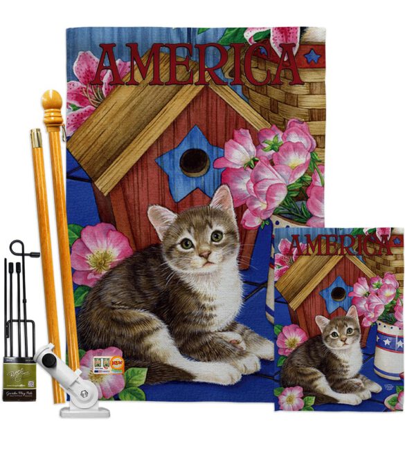 America Proud Kitten Cat - Patriotic Americana Vertical Impressions Decorative Flags HG191215 Made In USA - Image 7