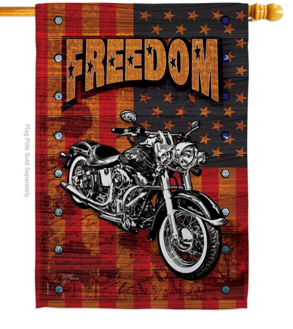 Americana Motorcycle - Patriotic Americana Vertical Impressions Decorative Flags HG111001 Made In USA - Image 3