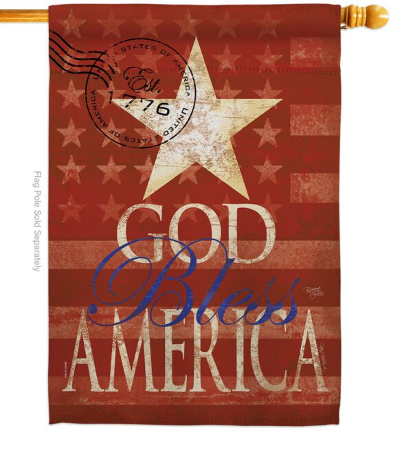 God Bless America - Patriotic Americana Vertical Impressions Decorative Flags HG111053 Made In USA - Image 2