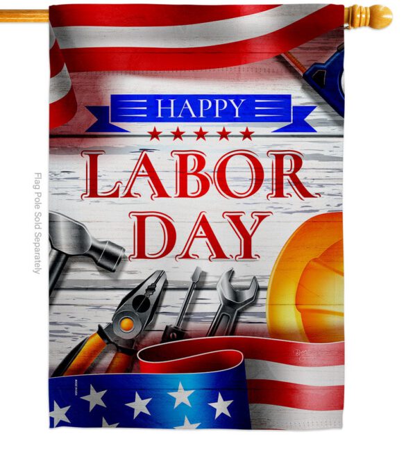 Happy Labor Day - Patriotic Americana Vertical Impressions Decorative Flags HG111103 Made In USA - Image 2