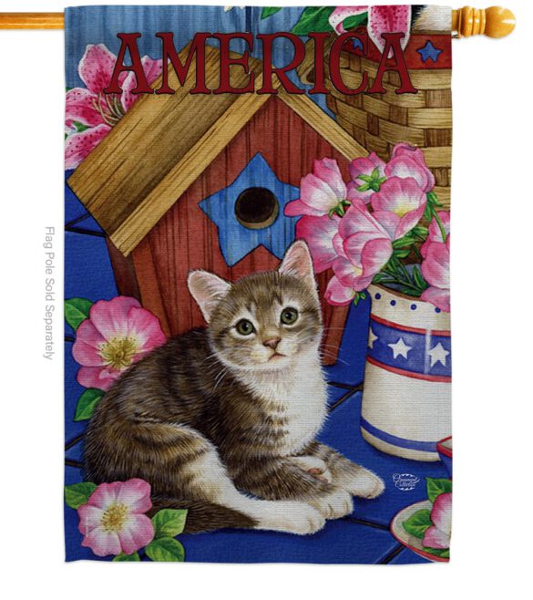 America Proud Kitten Cat - Patriotic Americana Vertical Impressions Decorative Flags HG191215 Made In USA - Image 3