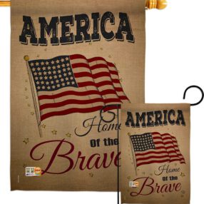 America Home of the Brave - Patriotic Americana Vertical Impressions Decorative Flags HG191083 Made In USA